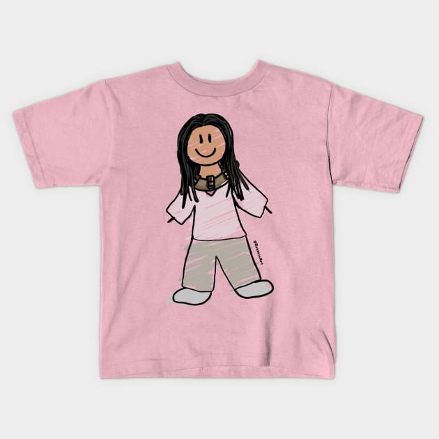 Lynn Stick Figure Kids T-Shirt by RoserinArt